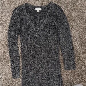 New York & Company Gray V-Neck Sweater